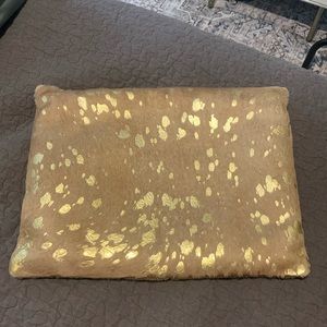 Williams Sonoma home throw pillow. Cowhide with gold sparkles